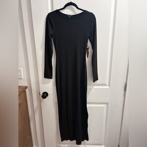 Haute Monde Black Ribbed Long Sleeve Dress from Pink Blush